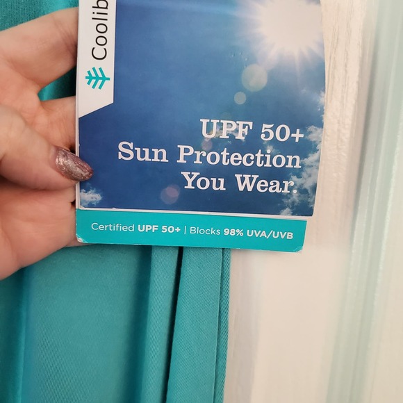 Coollibar Fabyan Turquoise Flared Maxi Skirt XXS Slinky Moduri UPF50 PullOn Slit - Picture 6 of 11